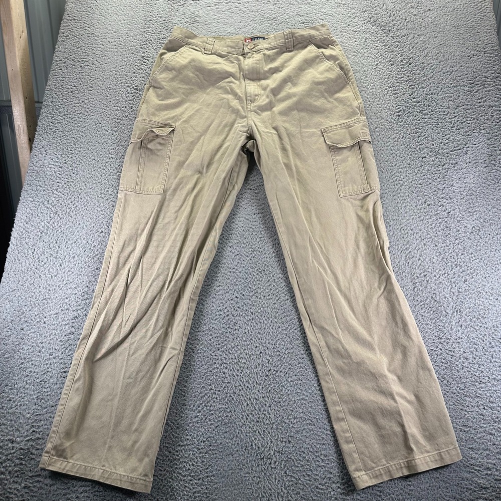 Chaps Pant Men 36x34 Beige Cotton Cargo Straight Classic Utility Workwear Travel